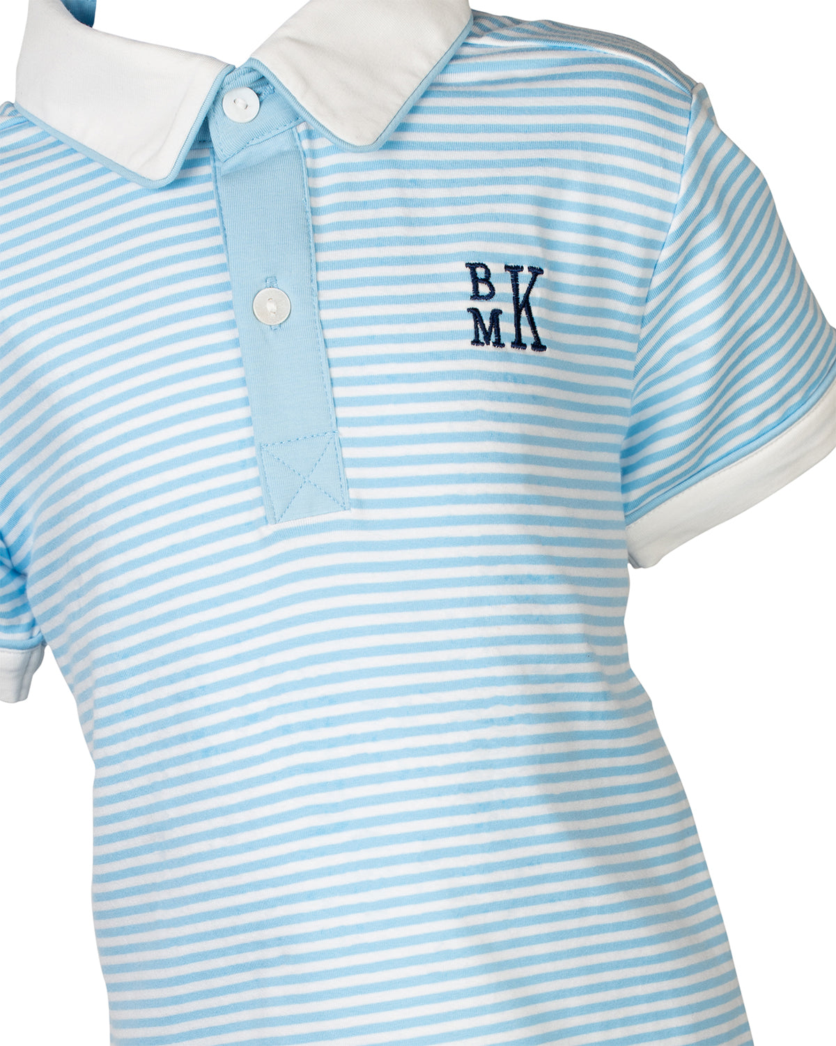 Sky Blue Striped Knit Polo Shirt-FINAL SALE