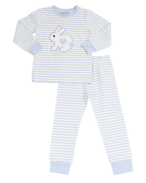 Bunny Applique Blue Striped Loungewear-FINAL SALE