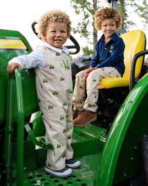 Tractors Embroidered Khaki Pants Set- FINAL SALE