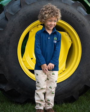Tractors Embroidered Khaki Pants Set- FINAL SALE