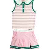 Pink Striped Skirt Set