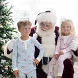 Vintage Santa Blue Knit Pajama Set