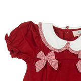 Crimson Bow Knit Bloomer Set