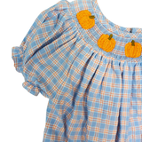 Pumpkin Plaid Smocked Bishop Bubble