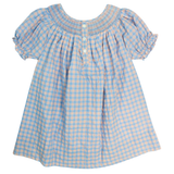 Pumpkin Plaid Smocked Bishop Dress