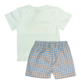 Pumpkin Plaid Smocked Shorts Set