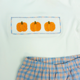 Pumpkin Plaid Smocked Shorts Set
