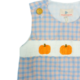 Pumpkin Plaid Smocked Shortall
