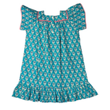 Blue Daisy Darling Block Print Dress