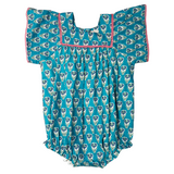 Blue Daisy Darling Block Print Bubble