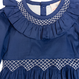 Smocked Navy Josephine Bubble
