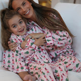 Cowboy Christmas Pink Stripe Ladies Pajamas