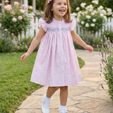 Blushing Blossom Smocked Angel Sleeve Dress