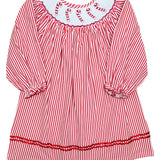 Candy Cane Smocked Bishop Dress