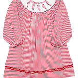 Candy Cane Smocked Bishop Dress