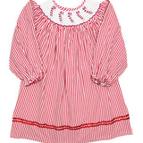 Candy Cane Smocked Bishop Dress