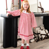 Candy Cane Smocked Bishop Dress