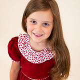 Red Floral Ruffle Collar Dress
