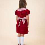 Red Floral Ruffle Collar Dress