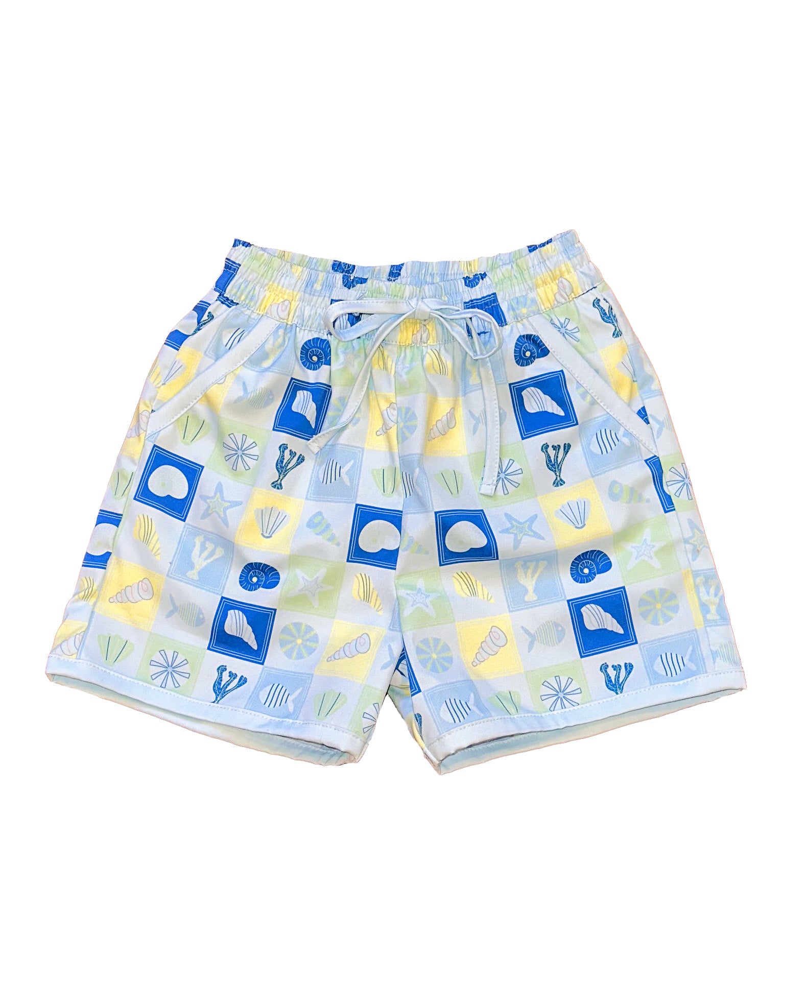 Coastal Stamps in Pastel Swim Trunks