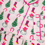 Cowboy Christmas Pink Stripe Pajama Set