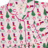 Cowboy Christmas Pink Stripe Pajama Set