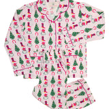 Cowboy Christmas Pink Stripe Pajama Set