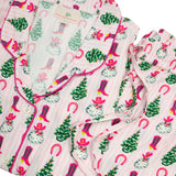 Cowboy Christmas Pink Stripe Ladies Pajamas