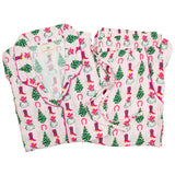 Cowboy Christmas Pink Stripe Ladies Pajamas
