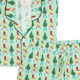 Cowboy Christmas Green Stripe Men's Pajamas