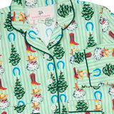 Cowboy Christmas Green Stripe Pajama Set