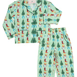 Cowboy Christmas Green Stripe Pajama Set