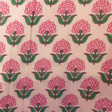 Pink Peony Block Print Angel Sleeve Dress
