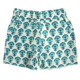 Blue Poppy Block Print Angel Sleeve Shorts Set