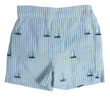 Sailboat Embroidered Seersucker Shorts Set