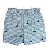 Sailboat Embroidered Seersucker Shorts Set