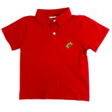 Embroidered Football Red Polo Shirt