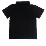 Embroidered Football Black Polo Shirt