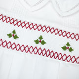 Holly Berry Smocked White Longall- FINAL SALE