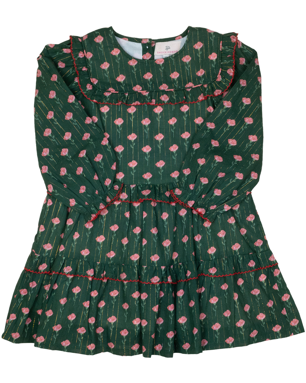 Holiday Floral Green Twirl Dress