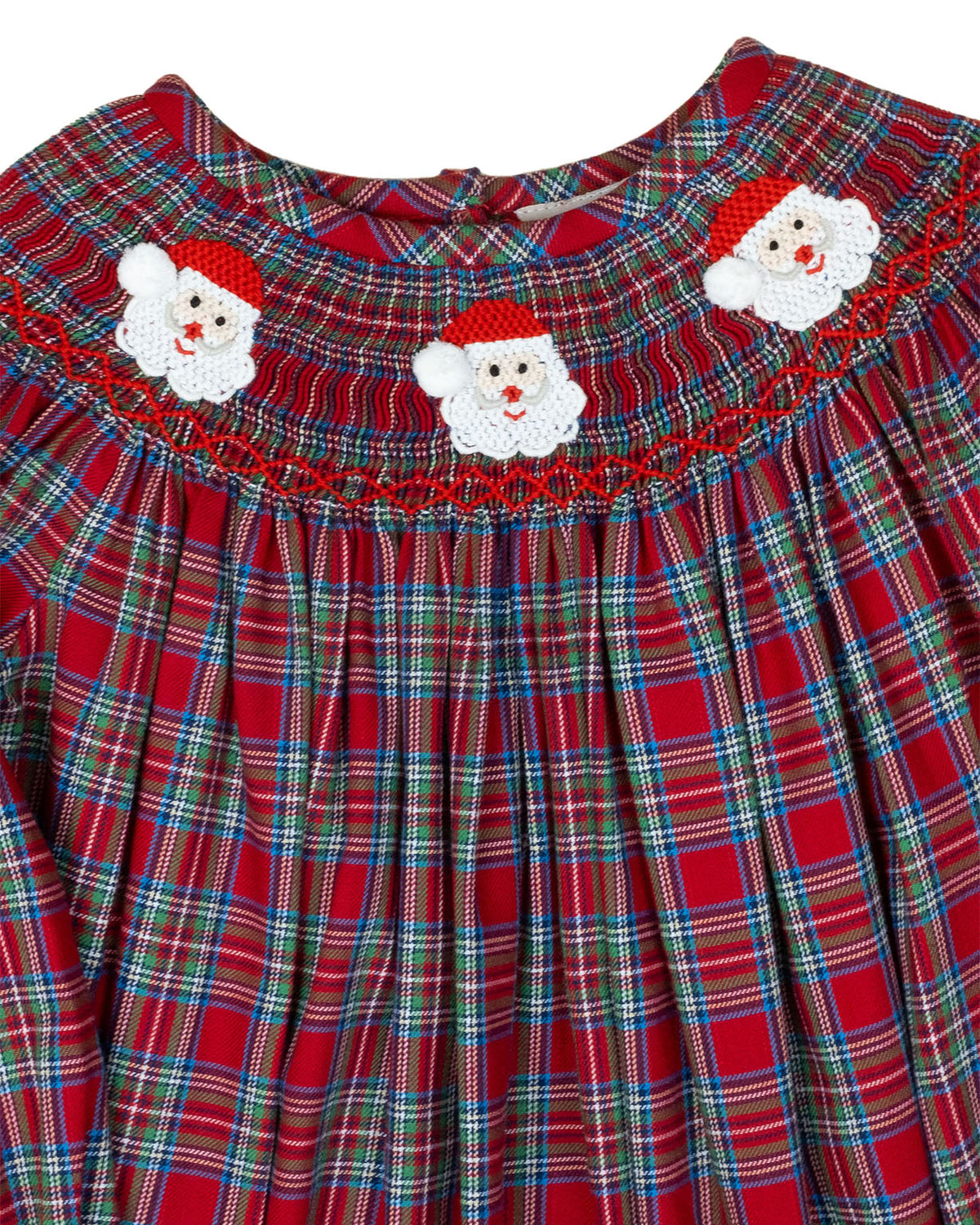 Red Tartan Plaid Smocked Santa Dress