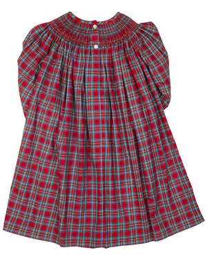 Red Tartan Plaid Smocked Santa Dress