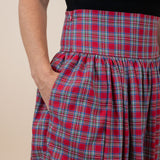 Red Tartan Plaid Maxi Skirt for Ladies- FINAL SALE