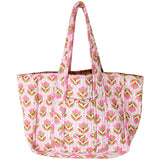 Pink Block Print Tote Bag