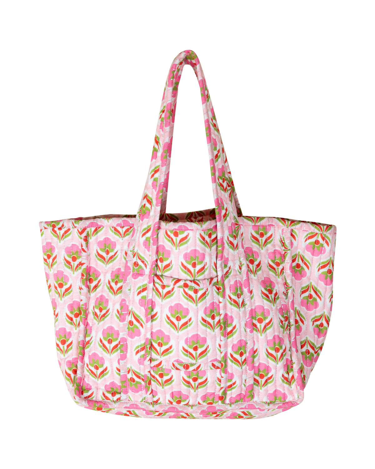 Pink Block Print Tote Bag