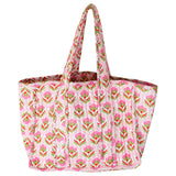 Pink Block Print Tote Bag