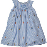 Bunnies and Carrots Embroidered Seersucker Dress