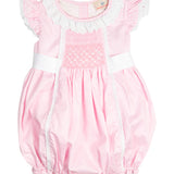 Pink Smocked Clara Bubble with Sash