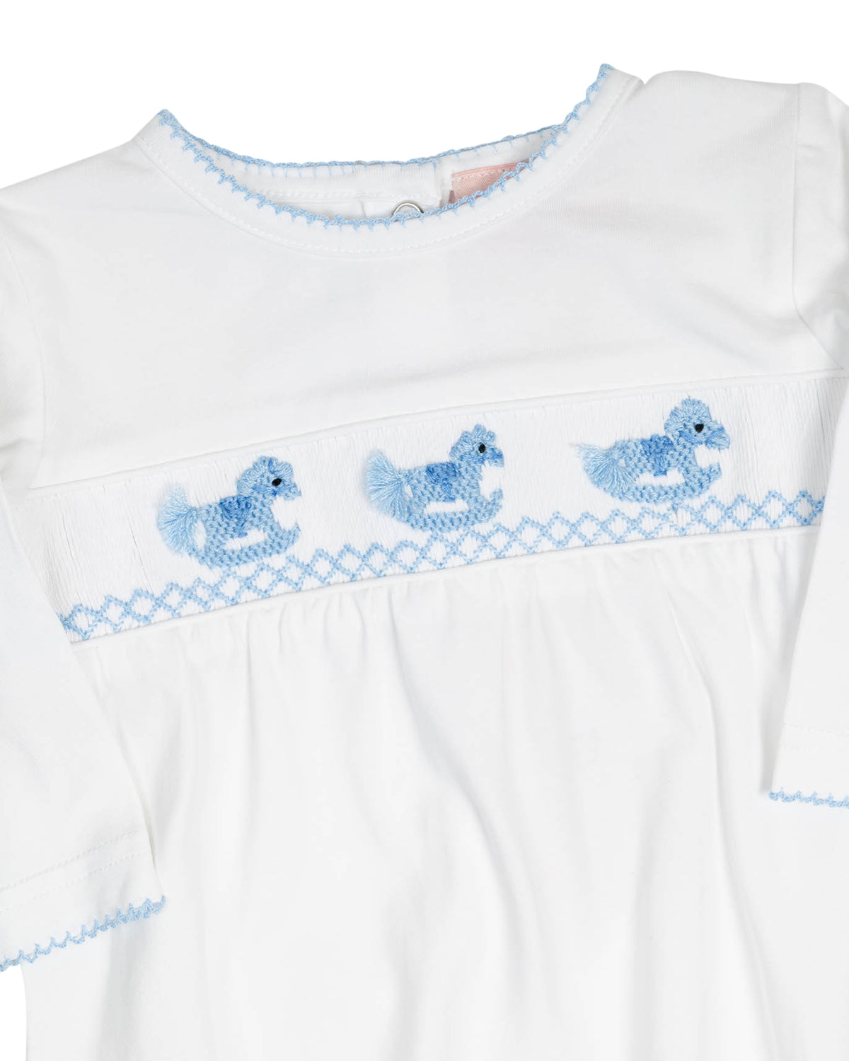 Rocking Horses Smocked Knit Baby Gown