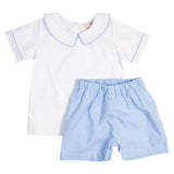 Blue Shorts with Peter Pan Collar Shirt